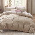 Bedsure Twin Duvet Cover Set - Light Brown Extra Soft Prewashed Polyester Bedding, 2 Pieces with Zipper Closure