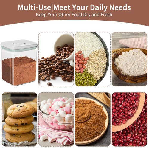Mutclord POP Airtight Brown-Sugar Keeper-Container - 1.3Qt(42Oz/1.2L) Clear Jar | 1/2 Tablespoon Scoop | Brown Sugar Saver | Stackable One-Touch Opening