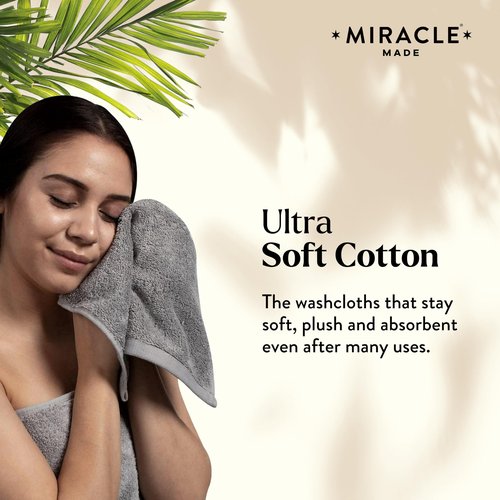 Miracle Made Soft Face Towel, Long-Staple Silver-Treated Cotton Fabric – Fade Resistant, Highly Absorbent, Quick-Drying Wash Cloth, Stone