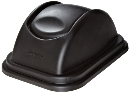 Rubbermaid Commercial Products Swing Top Wastebasket Lid, Compatible with 28QT/7G RCP Wastebaskets, Black, Lid Only
