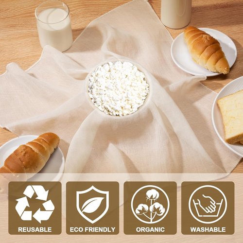 Grade 100 Cheese Cloths by [Brand Name] - 6PCS Reusable 20x20 Inch Unbleached Cotton for Cooking & Cheese Making