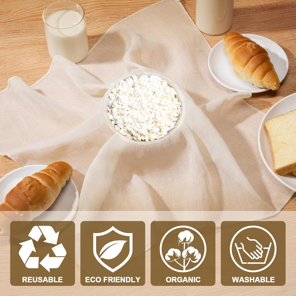 Skiennix Cheese Cloths - 4PCS 36x36 Inch Unbleached Cotton Straining Cloths for Cooking & Cheese Making