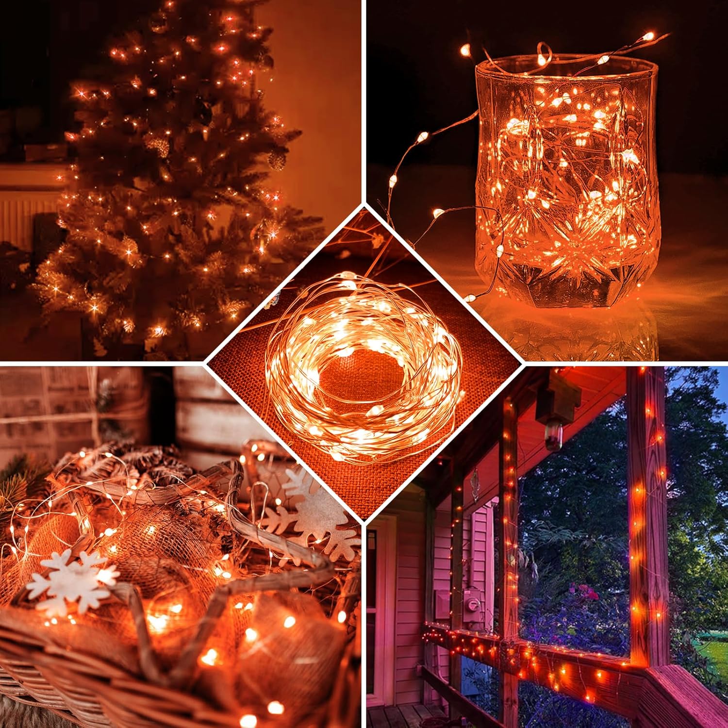 Skiennix 20 LED Fairy Lights - 7Ft Waterproof Twinkle String Lights for Mason Jar & Party Decor | Orange