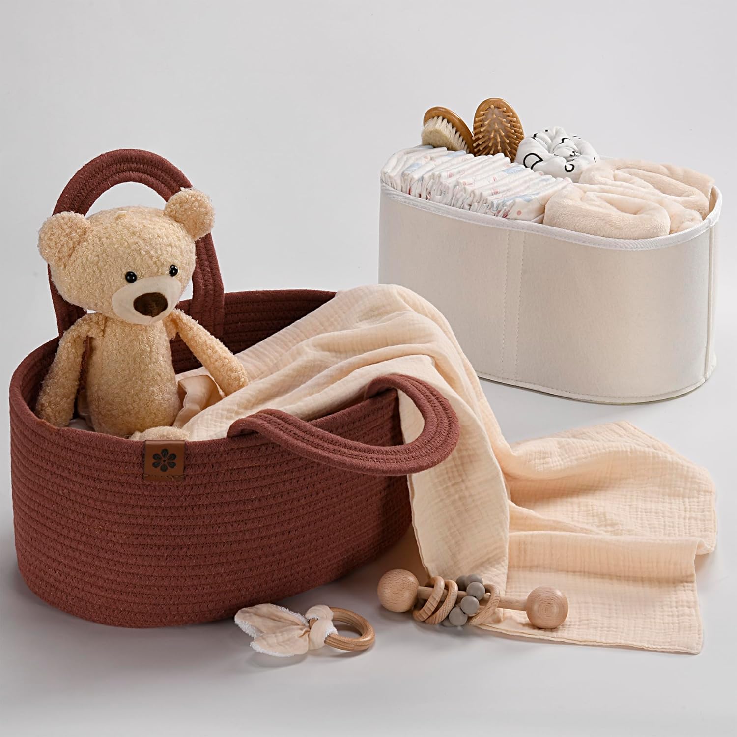 PeraBella Baby Diaper Caddy Organizer - Portable Cotton Rope Storage for Nursery & Travel | Ideal for Boys & Girls