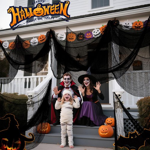 Land Guard Halloween Gauze Cloth, Black Creepy Cloth, 80×200 Inch Creepy Fabric Halloween for Haunted House Supplies, Party Outdoor, Indoor
