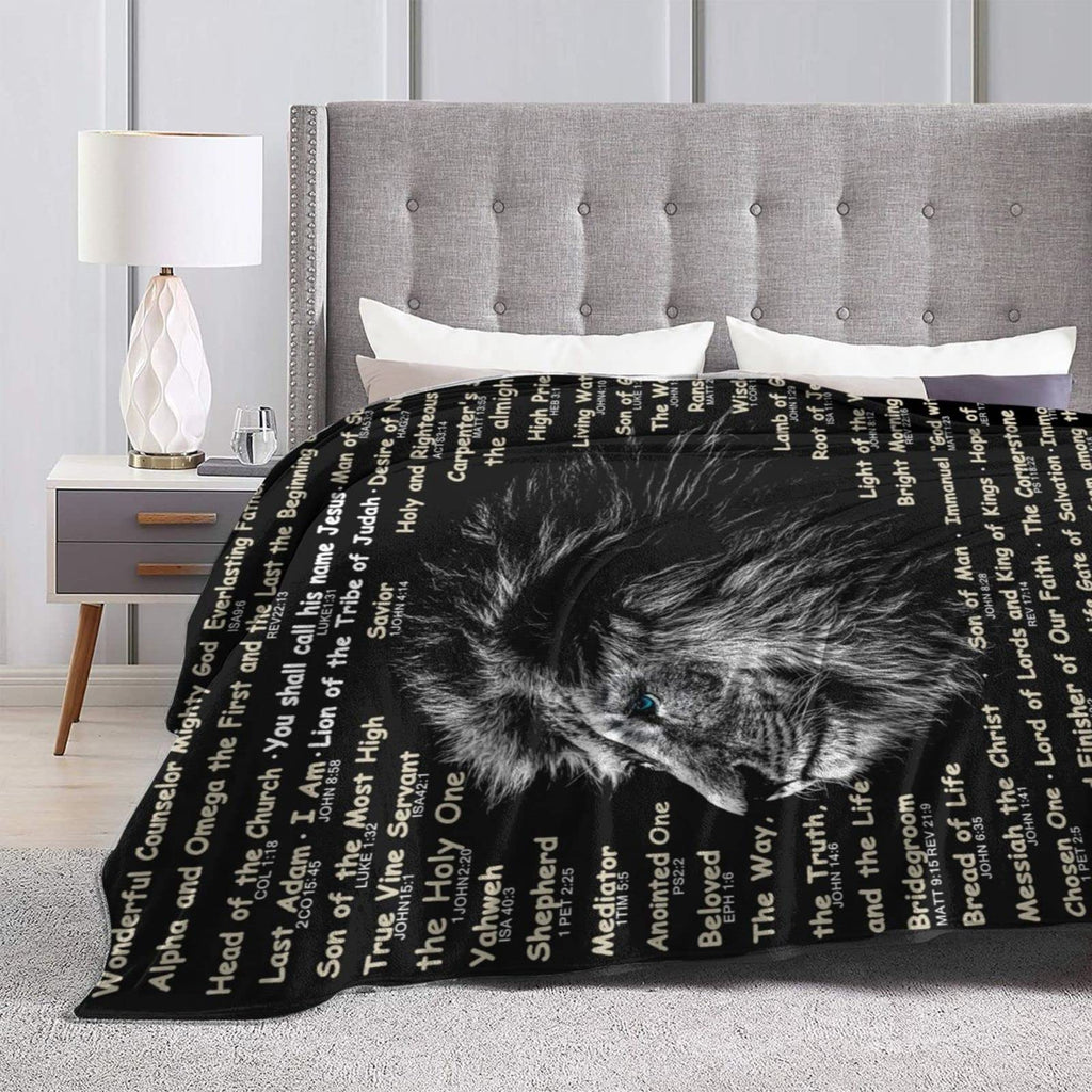 Bible Verse Blanket Christian Gifts (50x40inch)- Religious Throw Blanket Soft Lightweight Cozy Plush Warm Lion Blankets for Women Men