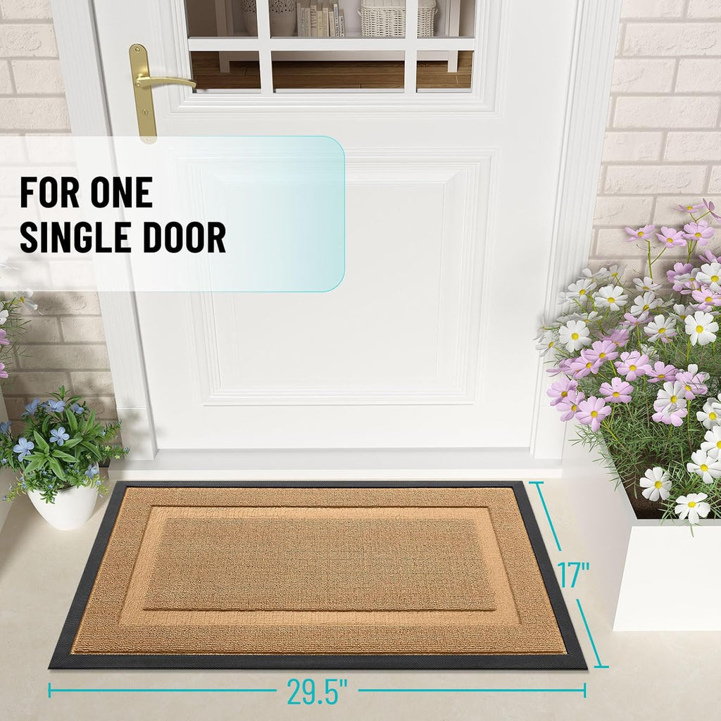 OLANLY Waterproof Front Door Mat - All-Weather Indoor/Outdoor Doormat, Easy Clean, 29.5x17, Butter Yellow
