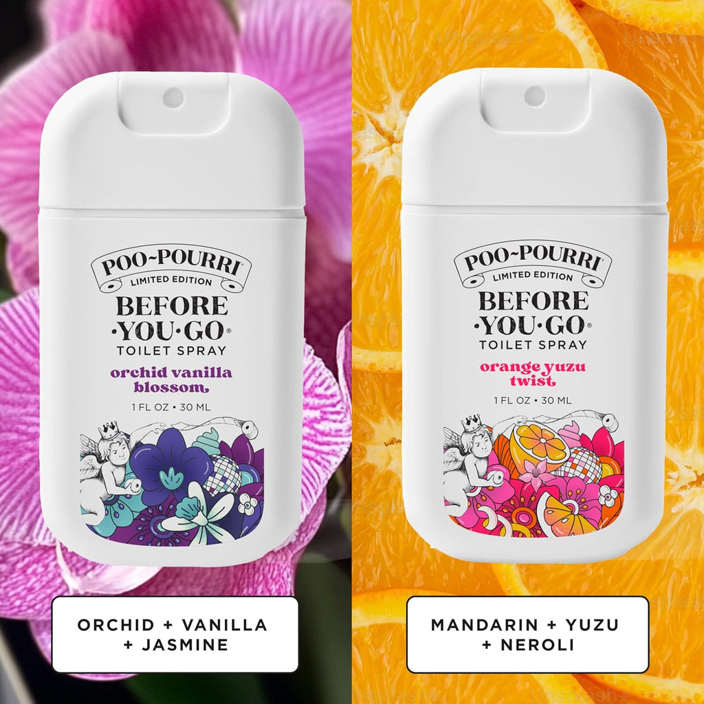 Poo-Pourri Tear & Share Bloom Bathroom Set | Travel Size Odor Eliminators - Plant-Based Pocket Sprayers