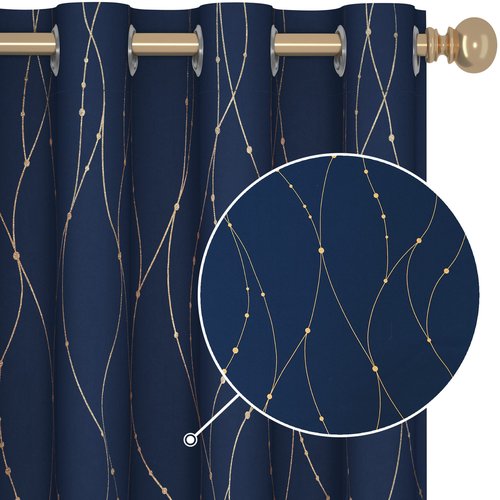 Deconovo Blackout Curtains - Thermal Insulated, Noise-Reducing Window Drapes for Bedroom, Living Room -2 Panels, Navy Blue, 52W x 84L