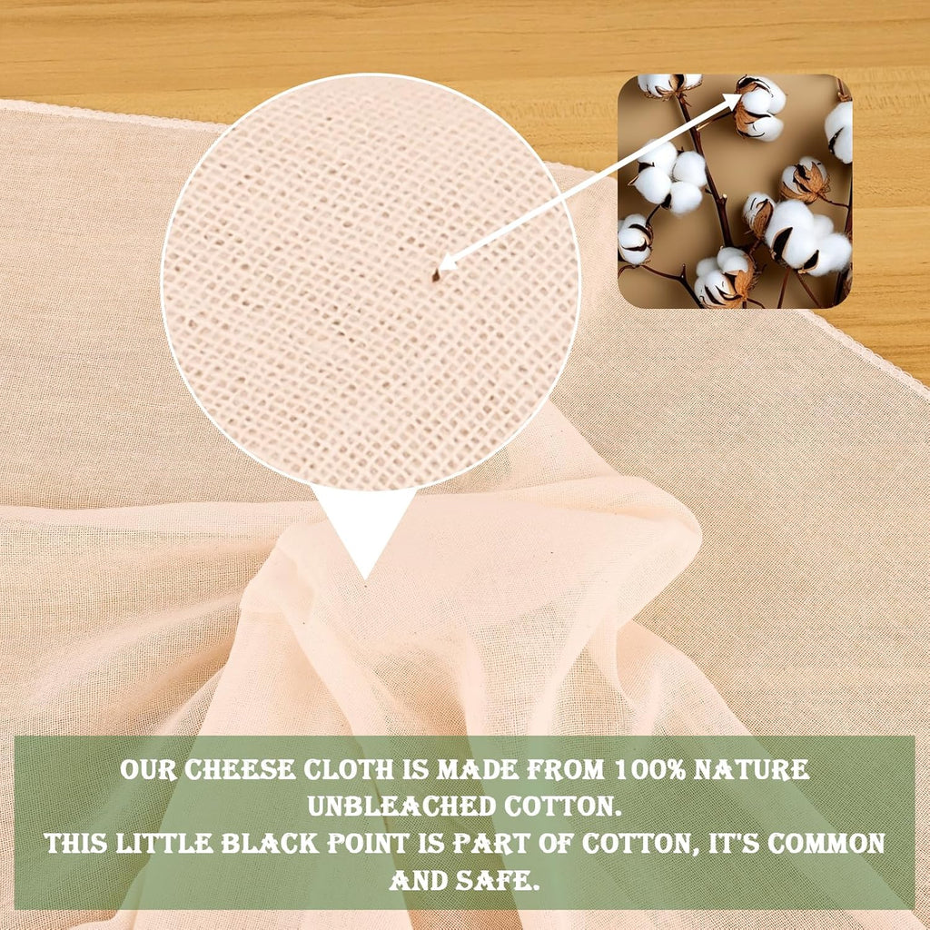 WMKGG Reusable Unbleached Cotton Cheese Cloth - 20x20 Inch Fine Mesh for Straining & Cooking