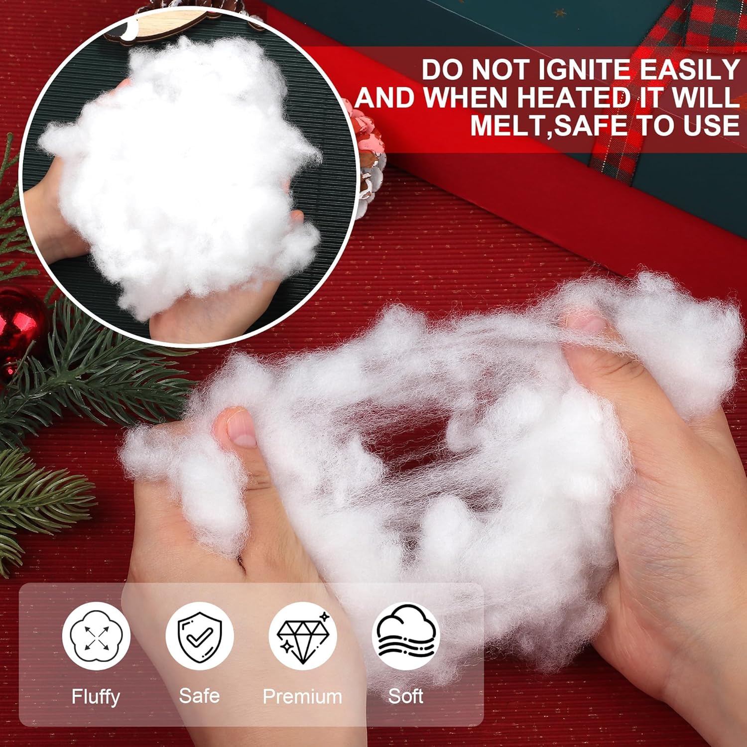 Aodaer Artificial Snow Decor - 2500g Fluffy Soft Cotton for Christmas Trees & Holiday Displays