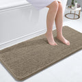 OLANLY Bathroom Runner Rugs - Soft Absorbent Chenille Bath Mats | Quick-Dry Rubber Backing, 47x20, Warm Taupe
