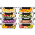 Liuruiyu 8 Pack 36OZ Glass Food Storage Containers with Lids, Meal Prep Containers, Airtight Bento Boxes with Leak Proof Locking for Microwave, Oven, Freezer and Dishwasher, BPA Free
