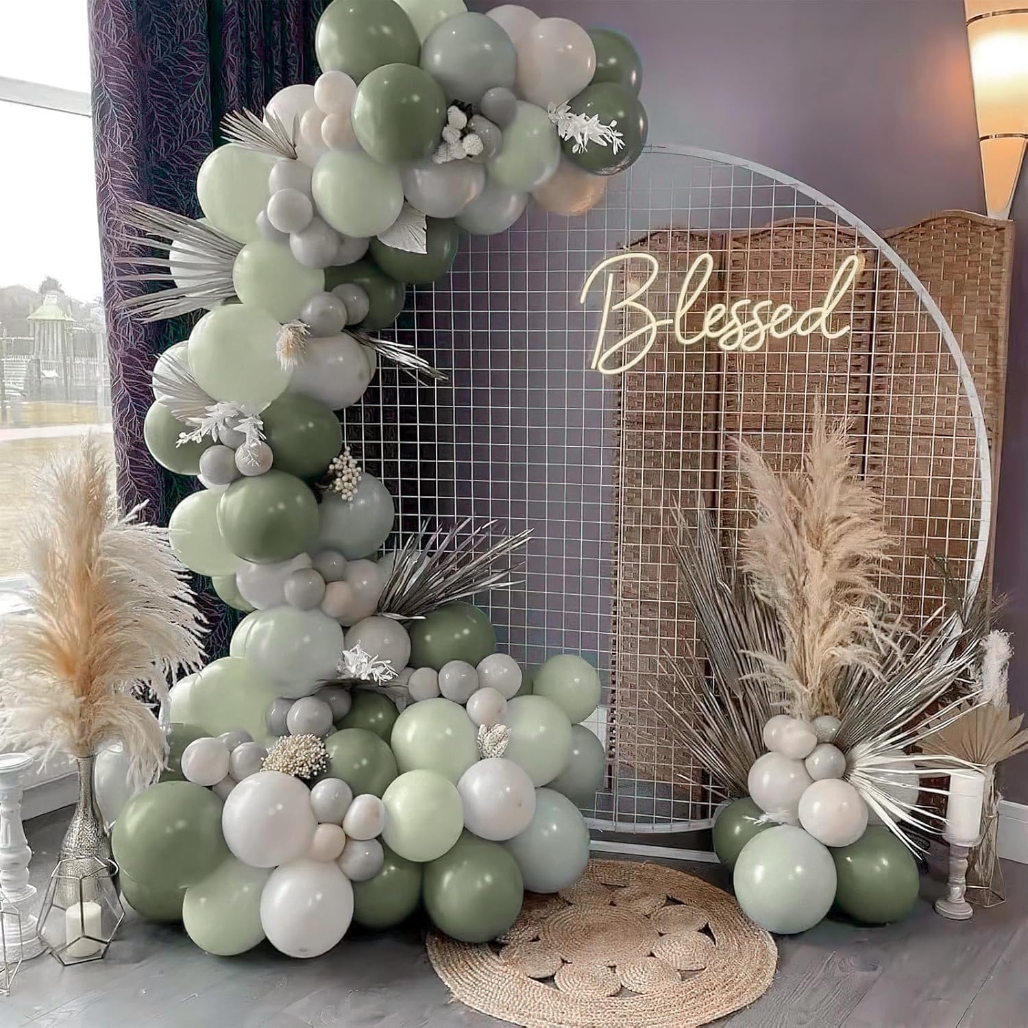 PartyWoo Sage Green Balloons - 101pcs 12 Inch Boho Dusty Olive Latex for Birthday & Wedding Decor
