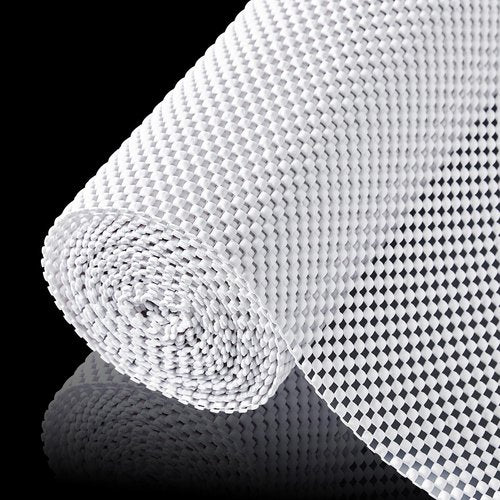 ALIUNI Shelf Liner for Kitchen Cabinet, Drawer Liners Non Slip Non Adhesive Thick Mat, Breathable Dresser Pantry Bathroom Protector, White, 20" x 360"