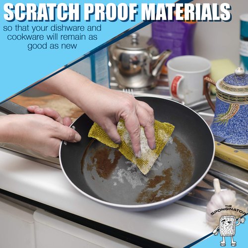 SPONGENATOR Kitchen Scrubbing Sponges - Heavy Duty Non Scratch Scrubbing Cleaner Sponges in 2 Colors - Multi Surface Non Metal Dish Scouring Scrubbers for Fast Cleaning (Gold & Silver, 6)