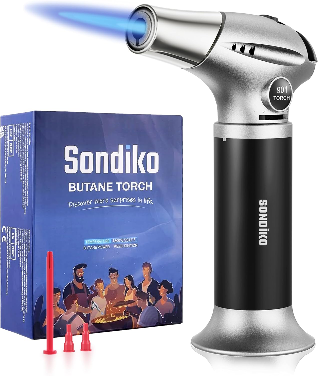 Sondiko Butane Torch - Premium Refillable Kitchen Torch Kit with Fuel Refill for Cooking & Soldering