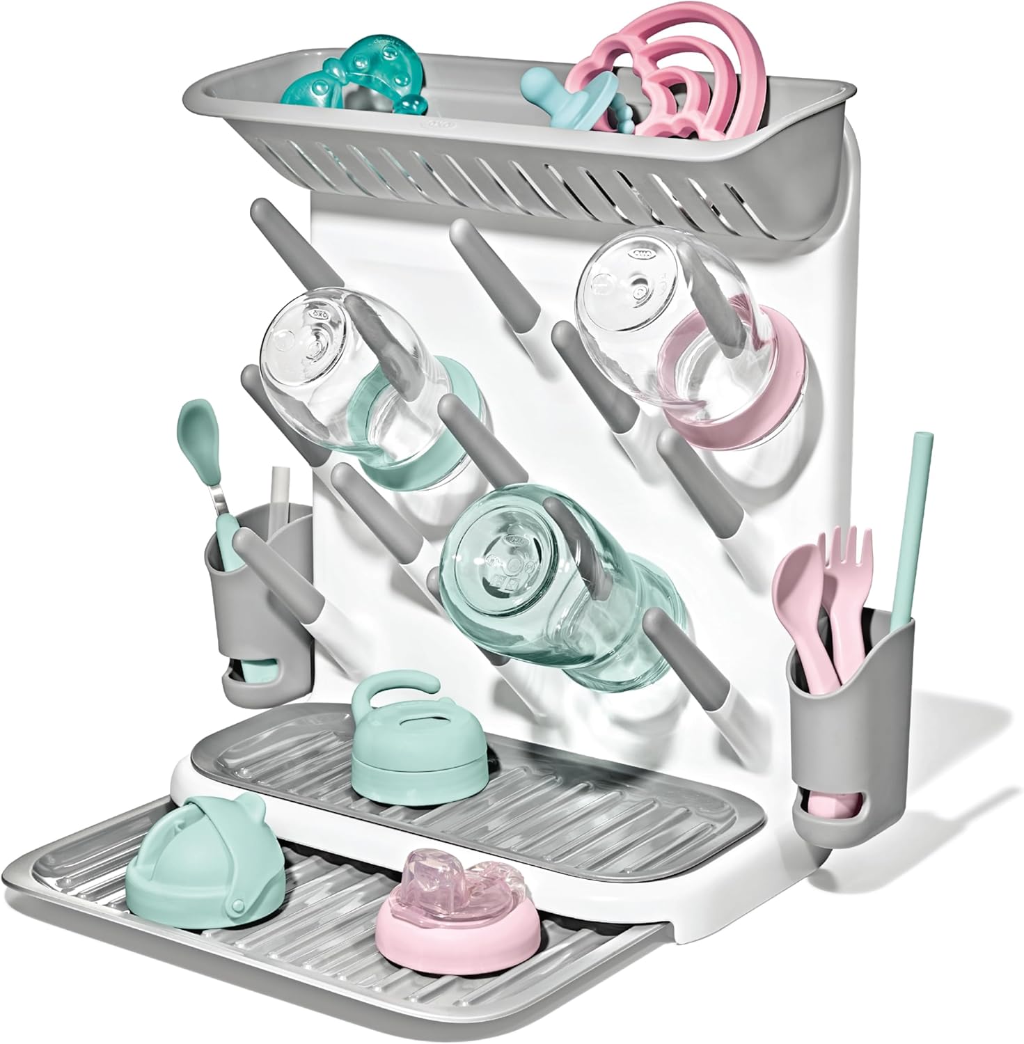 OXO Tot Expandable Drying Rack - Space-Saving Design for Newborn Baby Bottles | Essential Kitchen Accessory