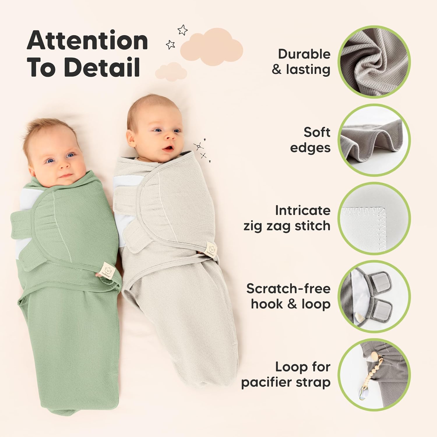 Willow 3-Pack Organic Swaddles - Soft & Snug Baby Sleep Sacks for Newborns 0-3 Months