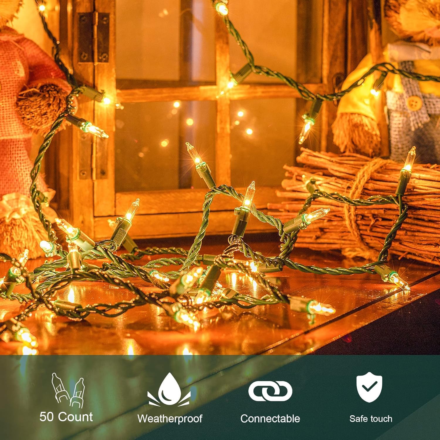 Skiennix 50-Count White Christmas Lights - Mini String Lights for Indoor & Outdoor Holiday Decor (13ft)
