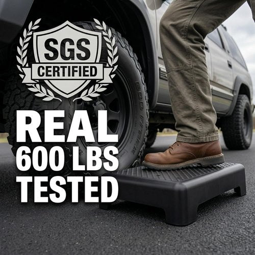 Bed Step for High Beds by Barefoot - Comfortable TPE Soft Pad Mobility Stool | 600lb Heavy Duty Anti-Flip Design for Seniors & Post-Surgery (White-Grey)