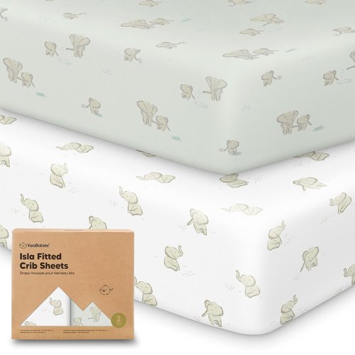 KeaBabies Baby Crib Sheets - Soft & Cozy Viscose Bamboo Fitted Mattress Covers | 2-Pack, 52x28, Neutral