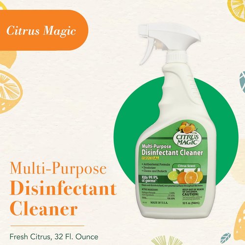 Citrus Magic Multi-Purpose Disinfectant Cleaner - Citrus Scent, 32 Fl Oz | Effective & Eco-Friendly