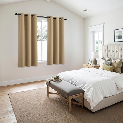 MIULEE Blackout Curtains - Taupe Brown Thermal Insulated Drapes | 54-Inch Long, 2 Panels, Noise Reduction