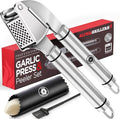 Alpha Grillers Garlic Press - Stainless Steel, Easy to Clean & Rust-Proof | Includes Silicone Peeler & Brush