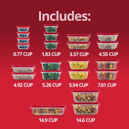 Rubbermaid EasyStore Containers, 44-Piece Set, Food Storage Containers with Lids