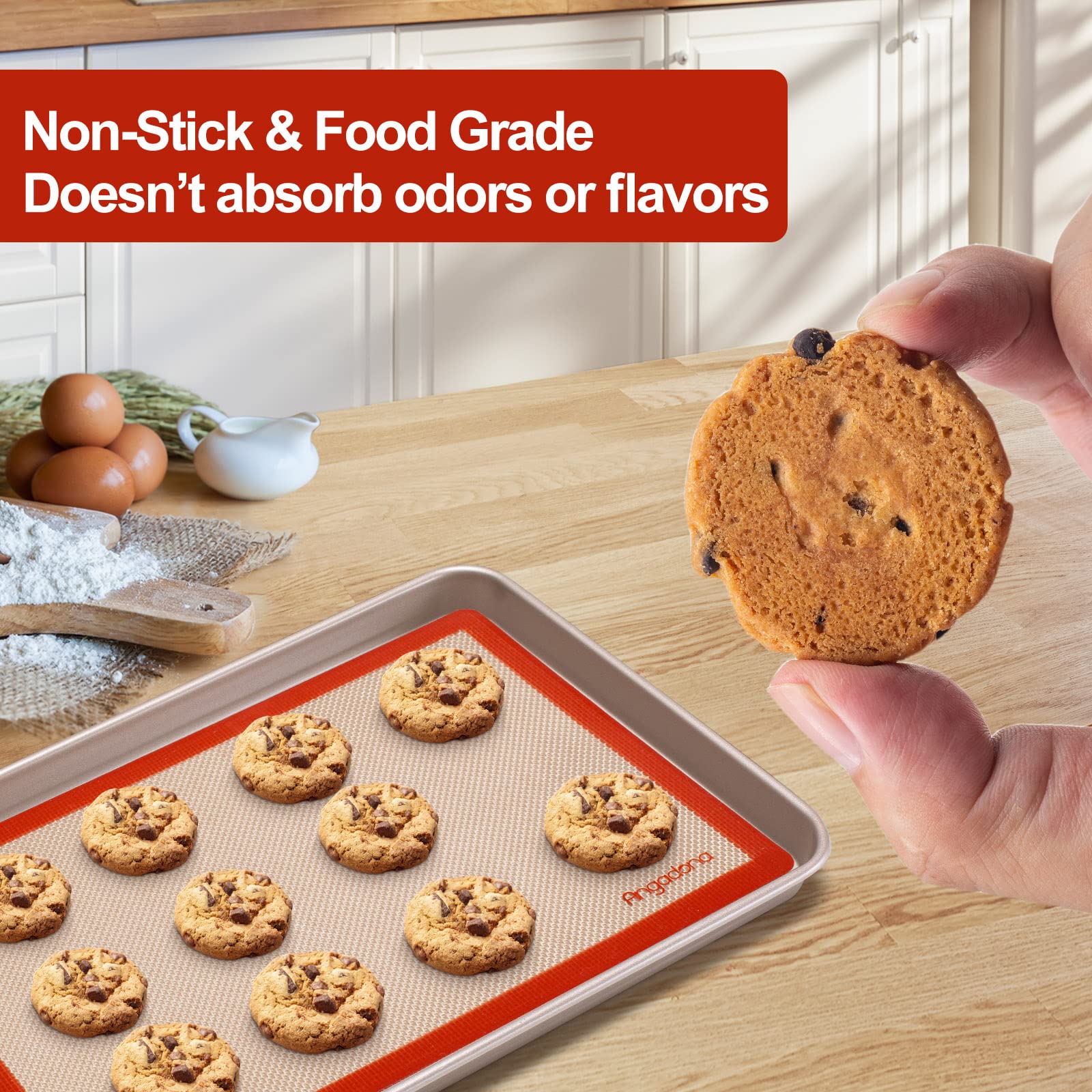 Silicone Baking Mat Set of 6, Easy Clean & Non-Stick Food Grade Reusable Baking Mat, Silicon Baking Mats Oven Liner Sheet, Round & Square Cake Mat, Pastry Board Rolling Dough Mats for Macaron Cookie