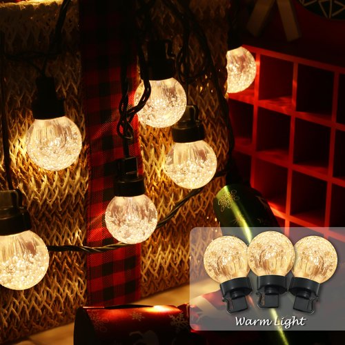 AWQ 20 LED 41FT Globe Ball String Lights, G40 Crystal Bubble Ball Fairy String Lights Plug in with 11 Modes, Timer & Memory Function Extendable for Indoor Outdoor Christmas Home Decor (20)