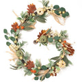 Valery Madelyn Fall Garland for Mantle, 6ft Lambs Ear Leaves Garland with Lights White Pumpkins Thanksgiving Table Centerpiece, Fall Autumn Decorations for Home Porch Fireplace Outdoor Halloween Decor