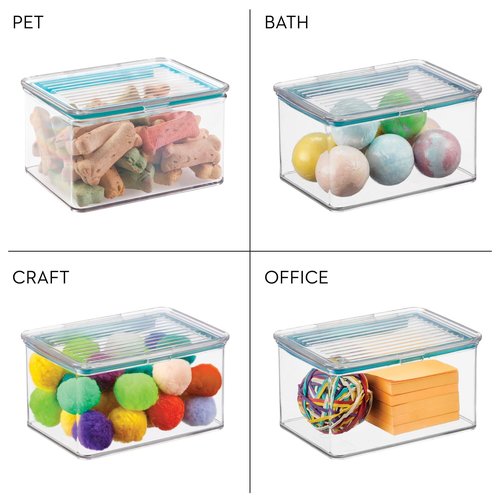 iDesign Small Food Storage Box with Airtight Seal for Kitchen or Pantry Storage - Set of 2 - Clear