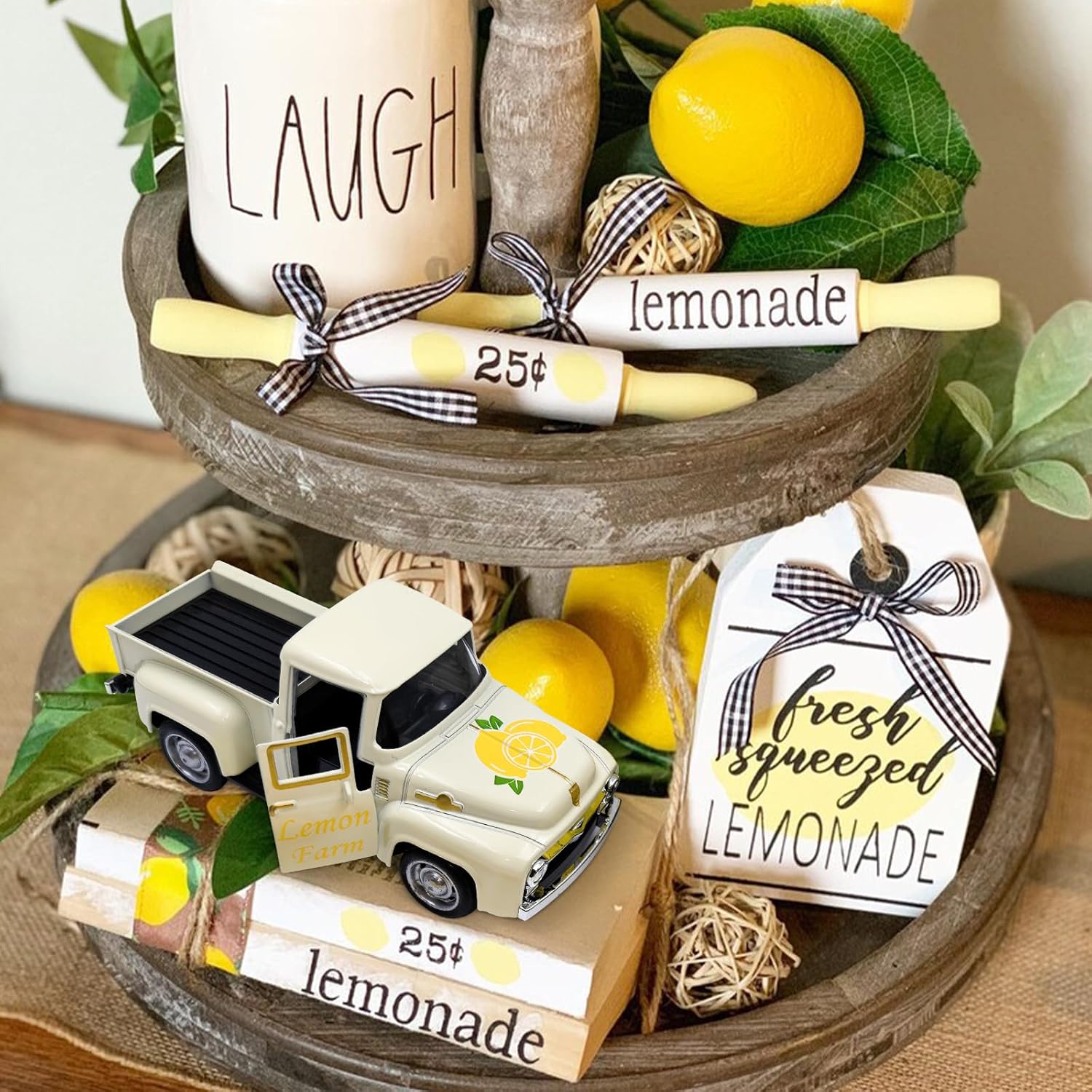 Skiennix Lemon Truck Decor - Mini Fake Lemons for Home & Kitchen | Farmhouse Tabletop Centerpiece