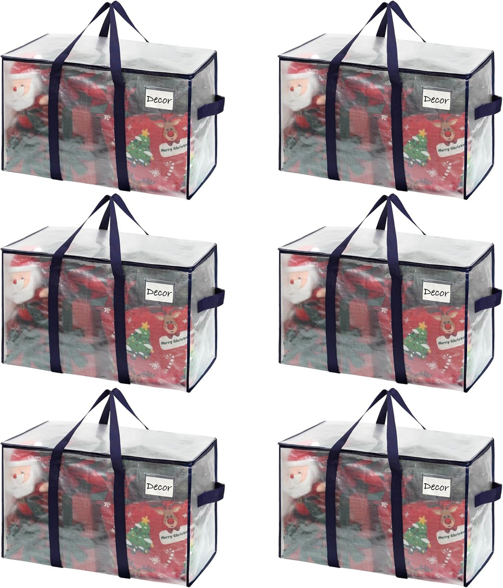 VENO Heavy Duty Moving Bags - Extra Large Storage Solution with Reinforced Handles & Strong Zippers | 6 Pack, Foldable & Reusable