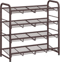 SONGMICS 4-Tier Stackable Shoe Rack - Adjustable Metal Storage Shelf for 16 Pairs | Bronze Finish