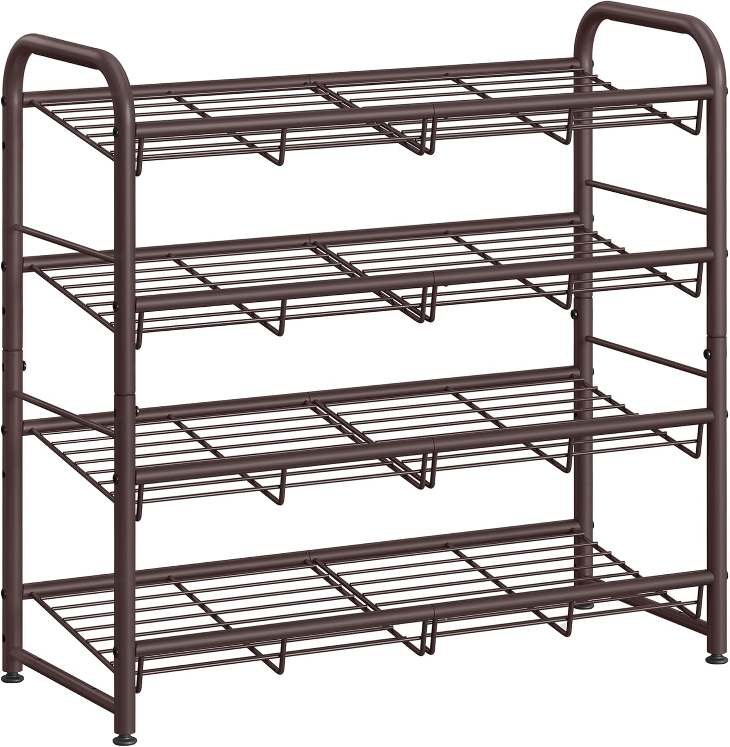 SONGMICS 4-Tier Stackable Shoe Rack - Adjustable Metal Storage Shelf for 16 Pairs | Bronze Finish