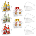 URALFA Lazy Susan Organizers Set of 8, 10"x 9.5"x 4" Corner Cabinet Organizer, Plastic Transparent Kitchen Cabinet Storage Bins with Handle, 4" Deep Container, 1/8 Wedge - Food Safe, BPA Free