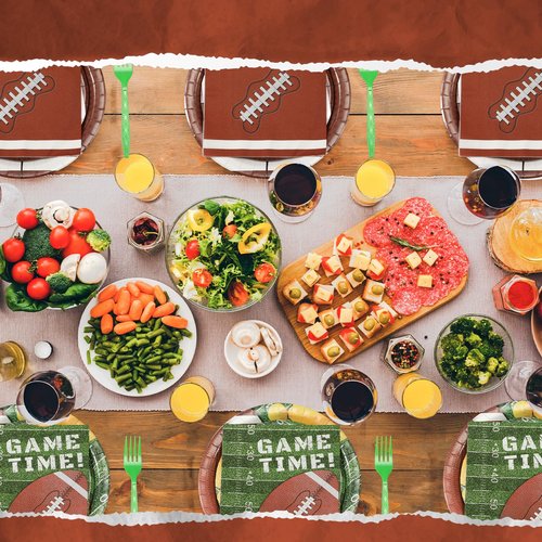 Zhehao 192 Pcs Football Paper Plates and Napkins Set Football Party Supplies Decorations 7 Inch 9 Inch Disposable Paper Plates Napkins and Forks for Sport Themed Birthday Party Favors Serves 48