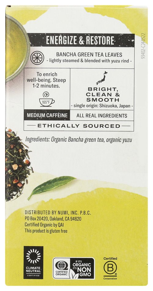 NUMI Organic Yuzu Bancha Green Tea, 16 CT