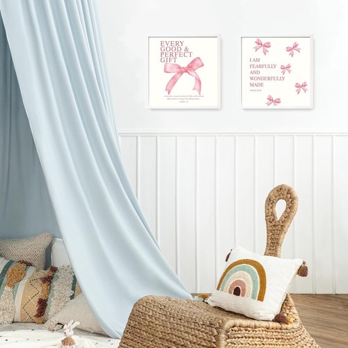 LARTSFRO Coquette Pink Bow Wall Art | Aesthetic Decor for Teen Girls - Set of 4 Unframed 10x10 Inch Prints