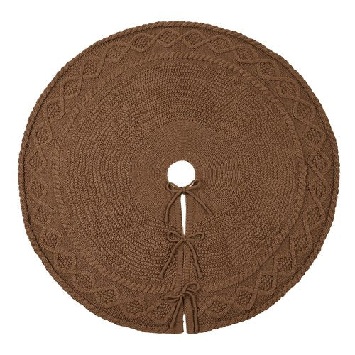 36 inch Christmas Tree Skirt: Pencil Tree Skirt for 6ft Tree, Diamond Edge Knit Small Western Brown Tree Skirt, Vintage Tree Skirts, Rustic Farmhouse Christmas Decorations