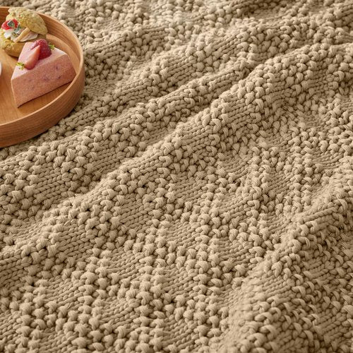 Anysay Knitted Weighted Blanket for Adult, Chunky Knit Weighted Throw for Sleep 60"*80" 20lbs, Cooling Breathable Machine Washable Fall Heavy Blanket for Room Decor (Beige, Queen)