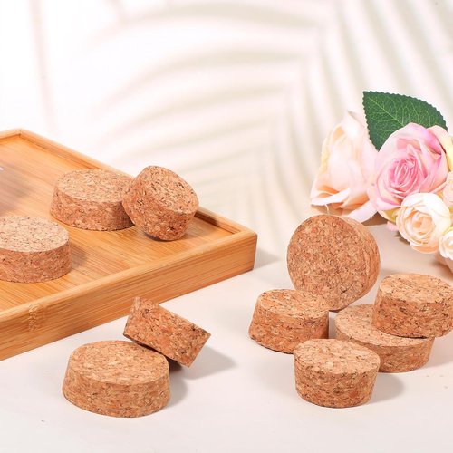 10 Pcs Tapered Cork Plugs, 2 Sizes Wine Bottle Stopper, Large Wooden Stoppers, 1.5 to 1.9 Inch Diameter, Natural Soft Wood Corks for Wine, Beer, Jars, DIY Crafts, Bottles Ornaments