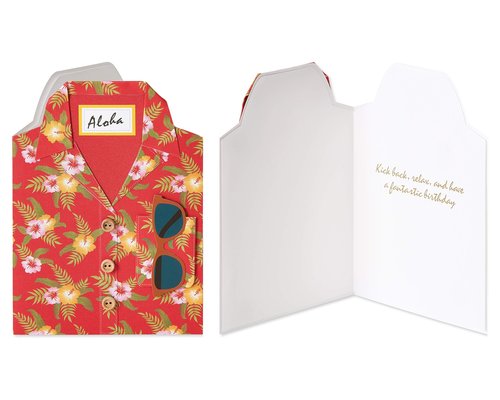 Papyrus Birthday Cards for Him, Hawaiian Shirt and Craft Beer (2-Count)