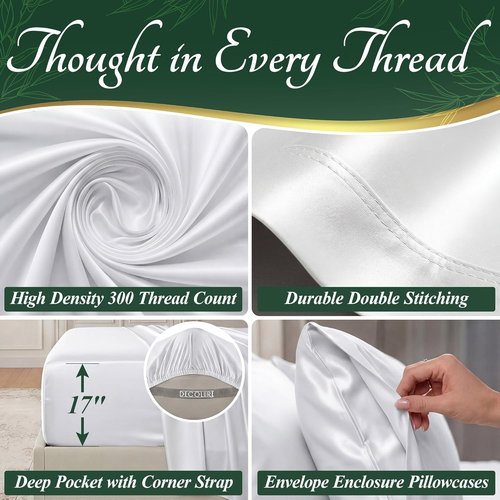 Decolure 100% Viscose Bamboo Sheets - Luxury King Size 6-Piece Set | Naturally Cooling, Ultra Soft, Deep Pockets