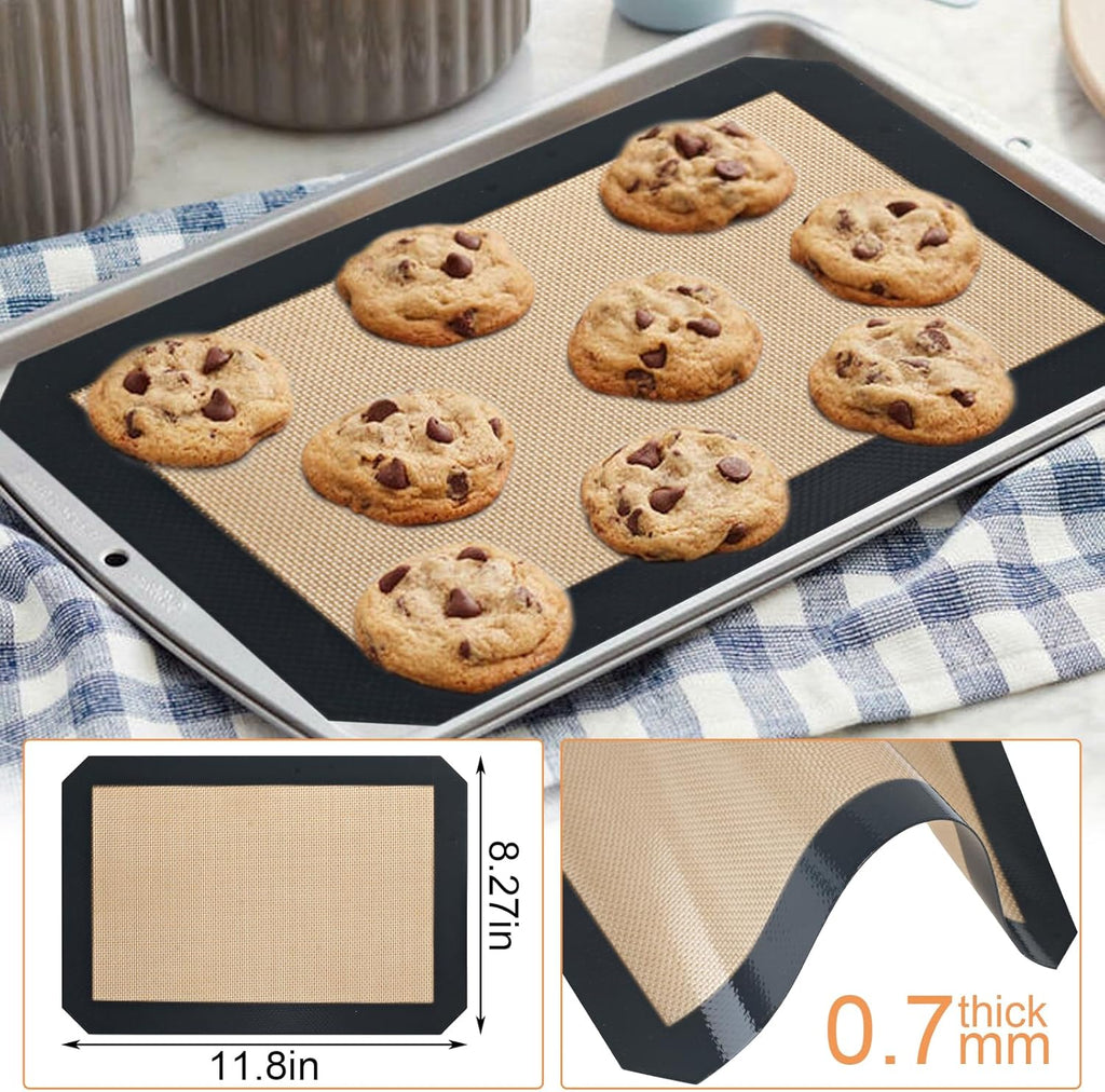 Silicone Baking Mat by [Brand Name] - 2 Pack Non-Stick, Food Safe Mats for Cookies & Bread | 11.8"L x 8.3"W