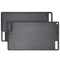 VEVOR Reversible Grill/Griddle, 9.7"x16.7" Pre-Seasoned Cast Iron Griddle, Rectangular Double Burner Griddle Pan, Non-Stick Family Pan Cookware with Handles, Flat Top Plate for BBQ, Gas Grill, Black