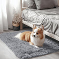 OLANLY Soft Fluffy Shaggy Bedside Rug - Machine Washable 2x3 ft Light Grey Carpet for Kids & Nursery